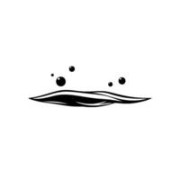 Minimalist black and white artwork depicting a stylized crest with floating bubbles against a plain white background. vector