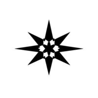 An abstract, eightpointed star in a stark black and white , geometric and symmetrical. vector