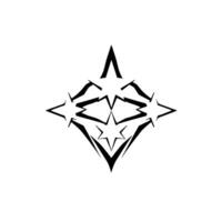 Geometric Black and White Starburst with Layered FivePointed Stars in Minimalist Style vector