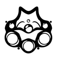 Abstract black and white symmetrical featuring rounded shapes and a central figure resembling a stylized face or emblem against a clean background. vector