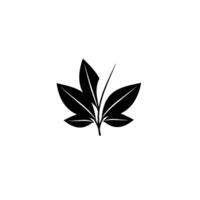 Stylized botanical illustration of a symmetrical leaf arrangement with dark leaves and one white highlight, centered on a white background. vector