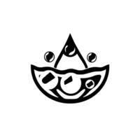 Abstract Black and White a stylized bowl shape with a geometric crest and orb accents, evokes harmony. vector