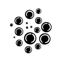 Abstract Black Bubbles on White A Cluster of Circular Shapes with Glossy Reflections and Varying Sizes, Depicting Light Play. vector
