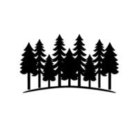 Silhouetted Evergreen Forest Line Black Coniferous Trees on a Curved Ground Against a White Background, Minimalist Nature . vector