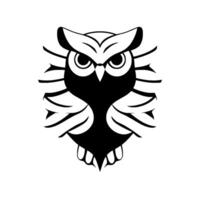 Minimalist Black and White Owl Depicting a Wise and Vigilant Bird in a Symmetric, Symbolic , Suitable for vector