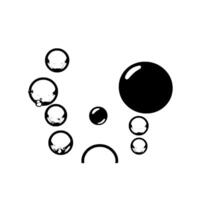 A minimalist, abstract illustration featuring a sad face created from bubbles of varying sizes, with black outlines and subtle highlights against a white background. vector