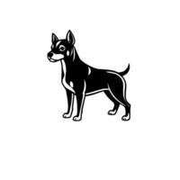 Stylized Black and White Portrait of a Standing Dog, Featuring Bold Lines and Minimalist Against a Plain White Background. vector