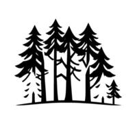Intricate Black Silhouette of Pine Forest Trees Against a Stark White Background, Evoking a Sense of Mystery and Natures Serenity. vector
