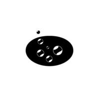 Abstract Black Oval with Spheres and Bubbles, Minimalist Monochrome on a White Backdrop. vector