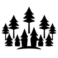 Stylized Forest Silhouette Group of black pine trees with some light gray, forming a simple against a bright white background. vector
