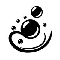 Abstract black and white featuring stylized soap bubbles, splash, and reflective highlights, suggesting cleanliness. vector