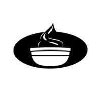 Minimalist black and white of softserve ice cream in a bowl, with a teardrop shape, perfect for dessert branding. vector