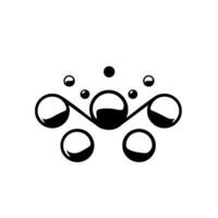 Abstract black and white depicting an interconnected network of stylized bubbles and spheres, modern and minimalistic. vector