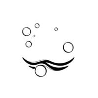 Abstract monochrome illustration featuring a stylized ocean wave and floating circles, evoking a sense of calm and fluidity. vector
