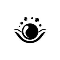 Minimalist Black and White A stylized eye or water bubble with circular elements and curved lines, on a white background. vector