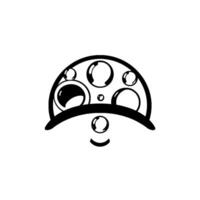 Playful Abstract Cartoon Face with Bubble Eyes and a Smiling Mouth, Crafted in a Bold Black and White Style. vector