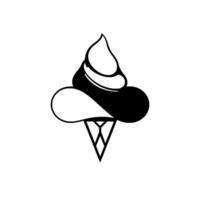 Abstract Ice Cream Cone in Black and White with Yin Yang Inspired on White Background, Minimalist vector