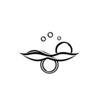 Abstract minimalist , stylized oceanlike shapes, three bubbles floating above a wave, a black and white artistic composition. vector