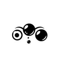 Abstract minimalist featuring a stylized face composed of three rounded shapes and two smaller circles and a flat style with high contrast in a white background. vector