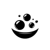 Playful Black and White Smiling Bowl with Bubbles, Modern , Minimalist Concept, Isolated on White. vector