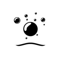 Minimalist black and white featuring a diamond shape with multiple bubbles rising above a curved line, suggesting cleanliness. vector