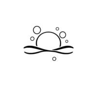 Minimalist Black and White Silhouette of Sunset Over Water with Floating Bubbles, Clean and Simple vector