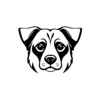 Minimalist Black and White Dog Head Portrait with Distinctive Facial Markings and a Simplistic, Clean Aesthetic on a Plain White Background. vector
