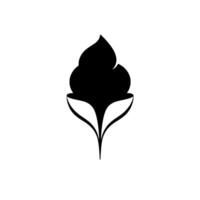 Abstract black and white featuring a stylized ice cream cone and flower petal fusion, set against a clean white backdrop. vector