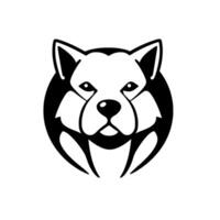 Geometric Husky Face Bold black and white of a dogs head, featuring a stylized, symmetrical composition. vector