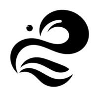 Abstract Black and White Illustration of a BirdLike Shape with a Circle as an Eye, Clean and Minimalist . vector