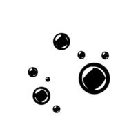 Abstract black orbs with highlights, floating on a stark white background, creating a minimalist, modern composition. vector