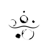 Abstract Bubbles Composition with a Curved Line and a Clean White Background, in Black and Gray, Representing Water Drops. vector