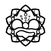 Geometric Cartoonlike Face within an Abstract, Circular, BlackandWhite Mandala, Featuring Symmetrical and Minimalist Aesthetic vector