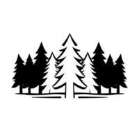 Minimalist Forest Silhouette Composition Alternating Black and White Pine Trees Against a Clean White Background. vector
