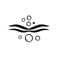 Minimalist Black and White Illustration Water Waves and Bubbles, Clean on White Backdrop, Abstract Symbolism. vector