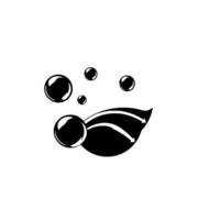 Minimalist black and white featuring a stylized leaf with curved arrows and soap bubbles, suggesting cleansing or freshness. vector