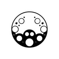 Abstract Black and White Circular Composition with BubbleLike Shapes and Dots, Symmetric . vector