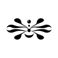 Abstract black and white floral with rounded petallike shapes arranged symmetrically, minimalist style. vector