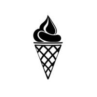 Minimalist Black and White Ice Cream Cone Depicting a Swirled Soft Serve Delight vector