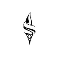 Minimalist Black and White Ice Cream Cone Illustration on a White Background, Simple and Elegant . vector
