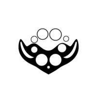 Abstract featuring a black stylized heart shape with white circles and a line of black rings, all on a clean white backdrop. vector