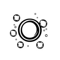 Monochromatic illustration of concentric circular forms, abstract bubbles and minimalist for artistic or scientific concept on white backdrop. vector