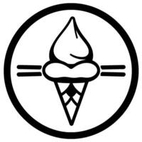 Minimalist Black and White Ice Cream Cone within a Circle, with Horizontal Bars for Emphasis. vector