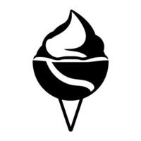 Minimalist Black and White Illustration of a SoftServe Ice Cream Cone with a Swirl , Isolated on White vector