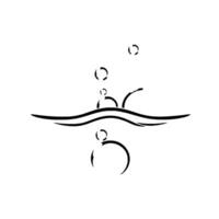 Minimalist Black Ink Illustration of Bubbles Rising Through Water, Suggesting Depth and Movement. vector