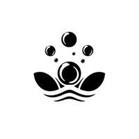 Abstract Black and White Bubbles Rising from Lotuslike Water Element, Minimalist and Elegant . vector