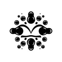 Abstract Black and White FloralInspired Featuring Symmetrical Arrangement of Droplet and Circle Shapes, Clean Aesthetic vector