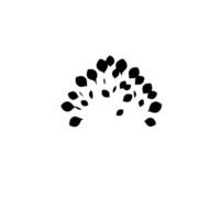 Minimalist papercut artwork featuring a white tree silhouette with dark, abstract leaves on a clean white background. vector