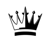 A illustration depicting a regal crown, split vertically into black and white halves, symbolizing duality and contrast with minimal detail. vector