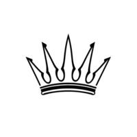 Minimalist Black and White Crown Illustration, Featuring Sharp Spikes and Clean Lines on a White Background. A symbol of royalty and power. vector
